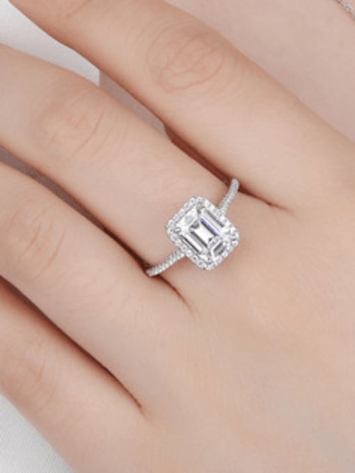 White 925 Sterling Silver Cubic Zirconia Geometric Luxury Band Ring