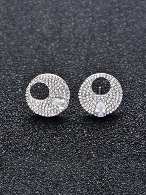 White 925 Sterling Silver Cubic Zirconia Geometric Luxury Cluster Earring