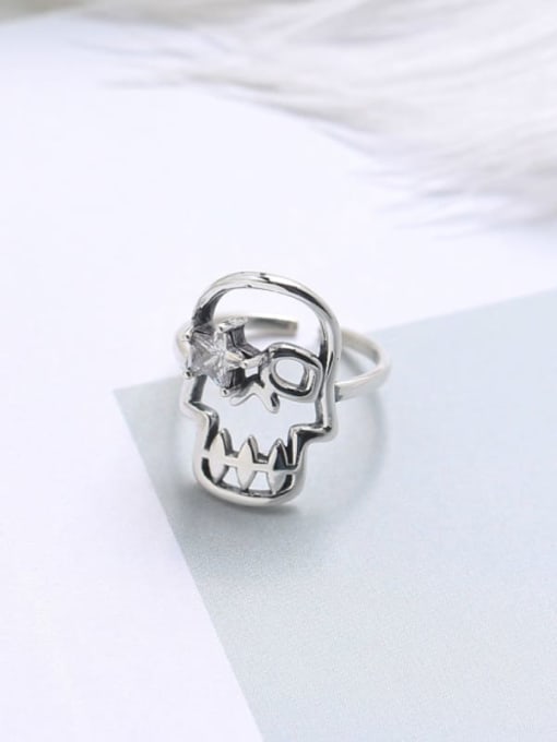 ACEE 925 Sterling Silver Skull Trend Band Ring 2