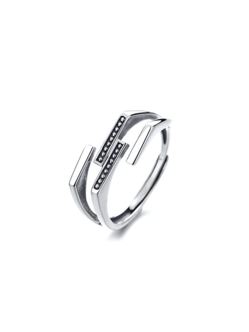 TAIS 925 Sterling Silver Geometric Vintage Stackable Ring 0