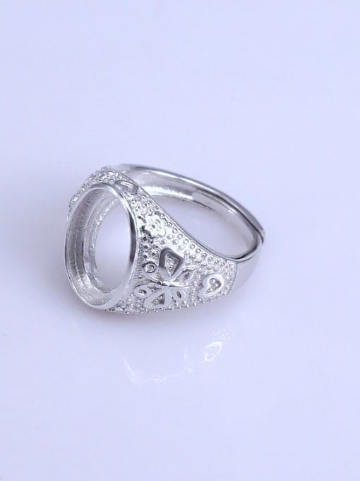 Supply 925 Sterling Silver 18K White Gold Plated Geometric Ring Setting Stone size: 10*14mm 1