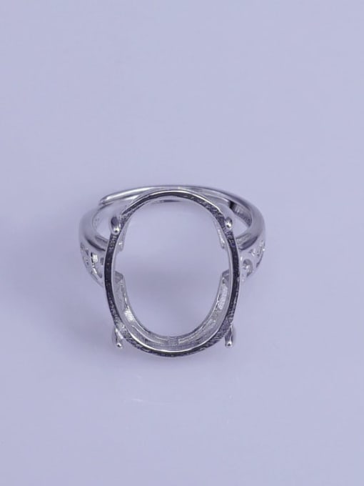 Supply 925 Sterling Silver 18K White Gold Plated Oval Ring Setting Stone size: 14*19mm