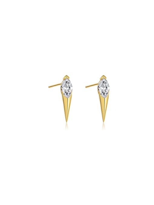 MZ- Silver 925 Sterling Silver Cubic Zirconia Geometric Trend Stud Earring 0