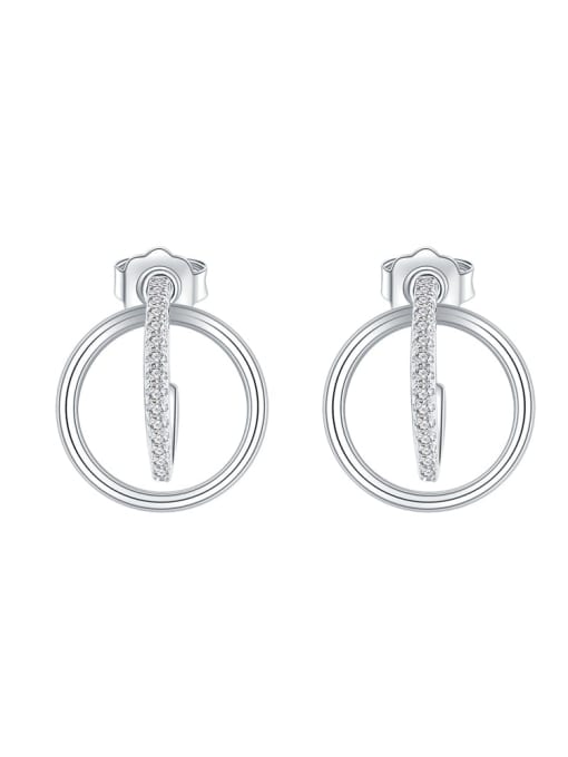A&T Jewelry 925 Sterling Silver Cubic Zirconia Geometric Minimalist Drop Earring 0
