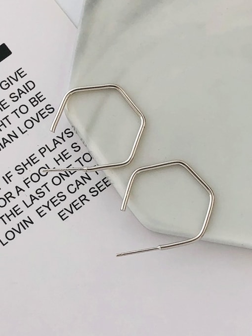 YUANFAN 925 Sterling Silver Geometric Line Minimalist Stud Earring 2