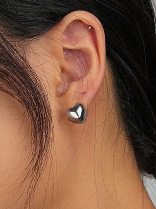 YUANFAN 925 Sterling Silver Heart Minimalist Huggie Earring 1