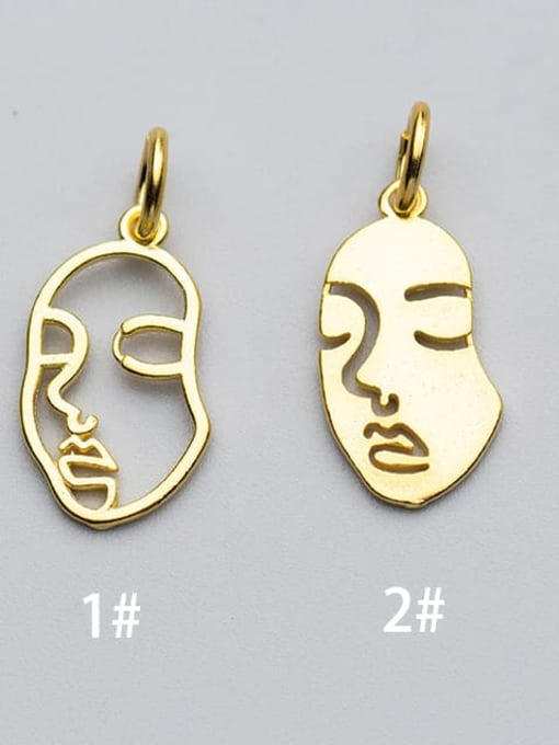 FAN 925 Sterling Silver 18k Gold Plated Face Charm 0