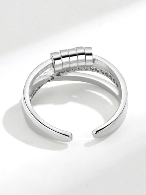 PNJ-Silver 925 Sterling Silver Cubic Zirconia Geometric Dainty  Can Be Rotated  Stackable Ring 3