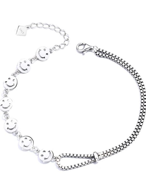 018S approximately 4.7g 925 Sterling Silver Smiley Vintage Bracelet