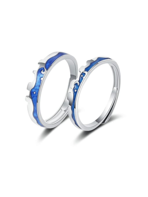 PNJ-Silver 925 Sterling Silver Enamel Irregular Cute Couple Ring