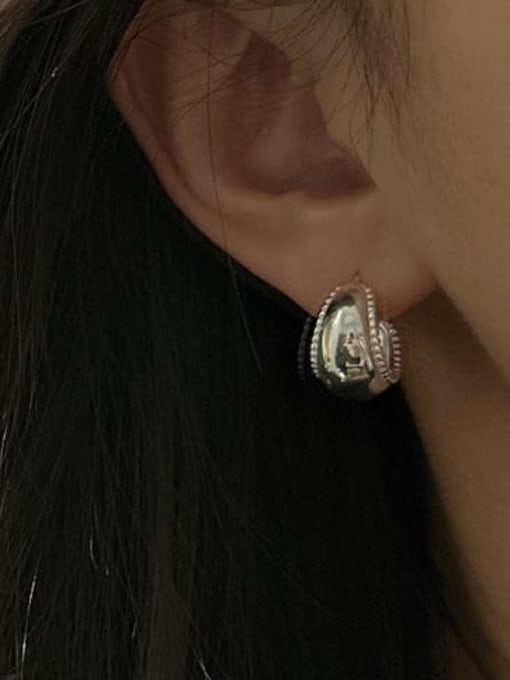 ARTTI 925 Sterling Silver Geometric Minimalist Curved Smooth  Stud Earring 1