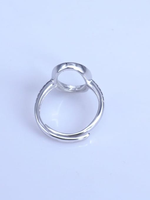 Supply 925 Sterling Silver 18K White Gold Plated Geometric Ring Setting Stone size: 10*14mm 3