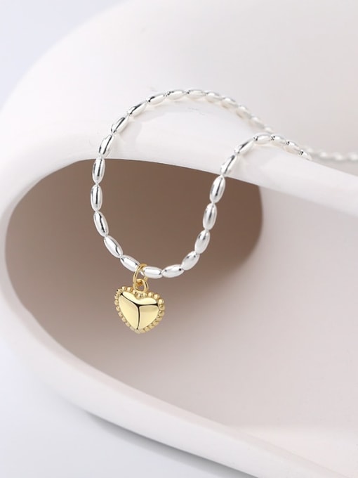 YUANFAN 925 Sterling Silver Heart Minimalist Bead Chain Necklace 1