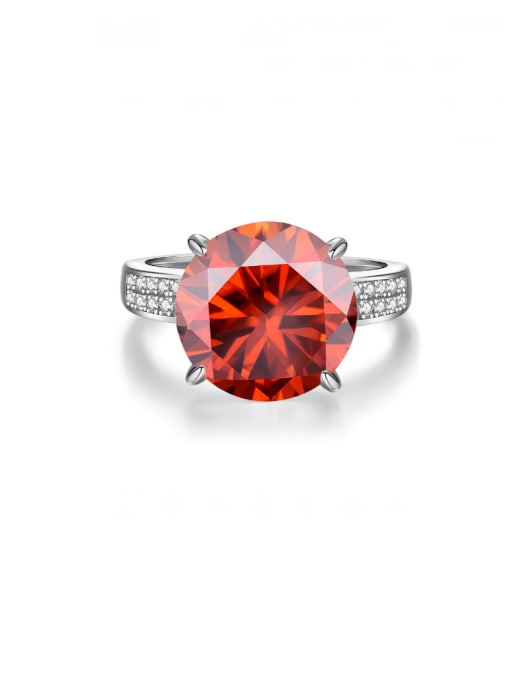 5 carats of Pomegranate Red Mosonite 925 Sterling Silver Moissanite Geometric Dainty Band Ring