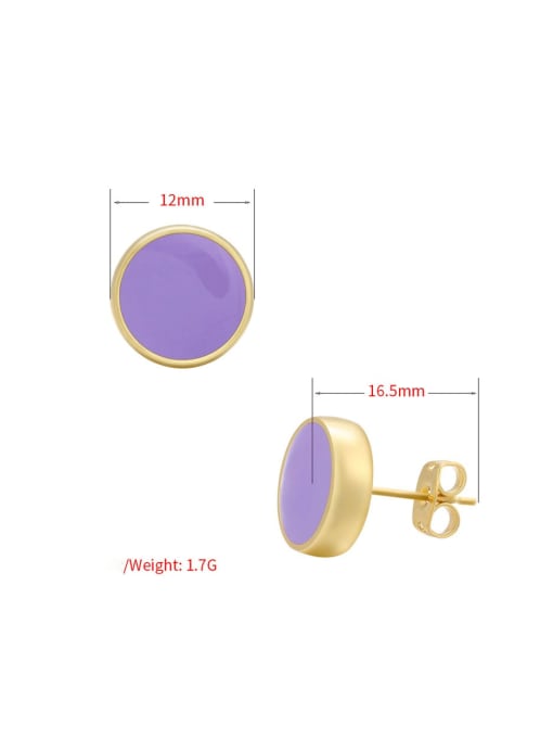 KOKO Brass Enamel Round Minimalist Stud Earring 1