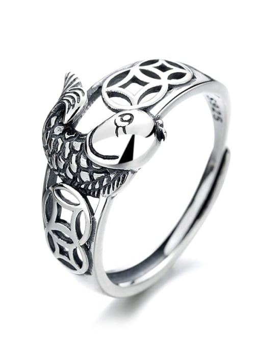 TAIS 925 Sterling Silver Fish Vintage Band Ring 3