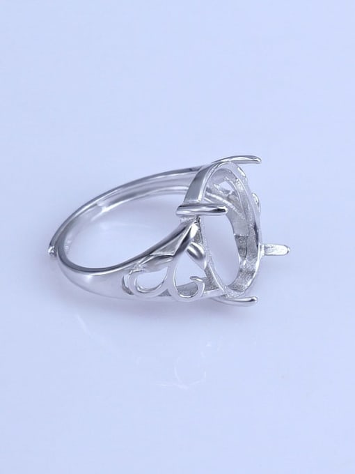 Supply 925 Sterling Silver 18K White Gold Plated Geometric Ring Setting Stone size: 8*10 10*12 12*15 12*16 13*18 15*20MM 2