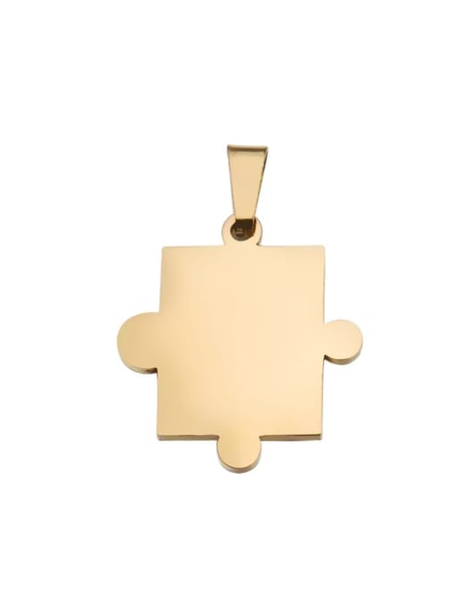 金色2 Stainless Steel Glossy Couple Cube Puzzle Pendant
