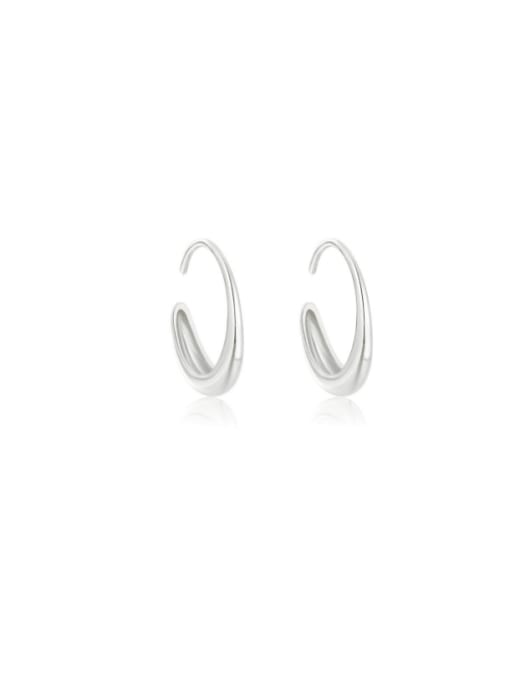 Platinum 925 Sterling Silver Geometric Minimalist Hook Earring