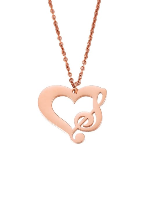 rose gold Stainless steel Heart Note Minimalist Necklace