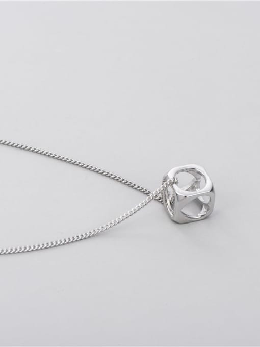 Hollow cube Necklace 925 Sterling Silver Square Minimalist Necklace