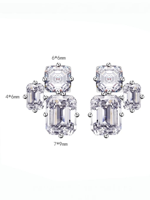 A&T Jewelry 925 Sterling Silver Cubic Zirconia Geometric Luxury Stud Earring 2