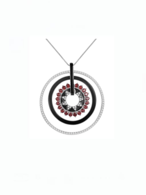 ZXI-SILVER JEWELRY 925 Sterling Silver Garnet Geometric Dainty Necklace