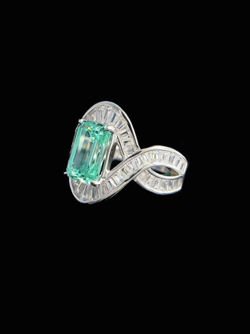R555 Paraiba 925 Sterling Silver Cubic Zirconia Geometric Luxury Cocktail Ring