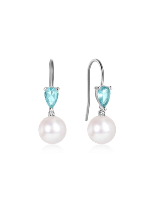 YUANFAN 925 Sterling Silver Imitation Pearl Geometric Minimalist Hook Earring 4