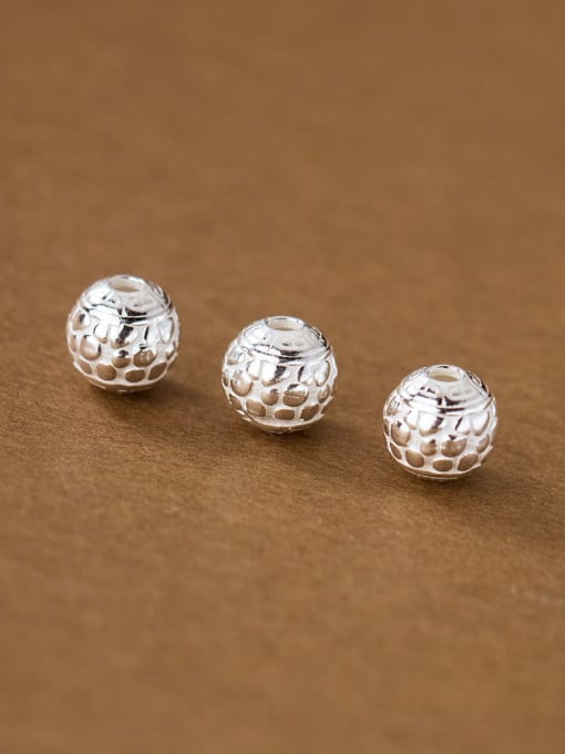 FAN S925 silver retro distressed pattern beads