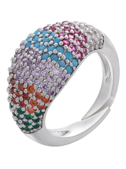 Platinum color diamond Brass Rhinestone Geometric Trend Band Ring
