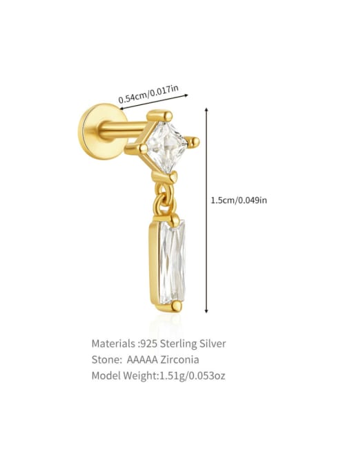 Single Gold 15 925 Sterling Silver Cubic Zirconia Geometric Dainty Single Earring