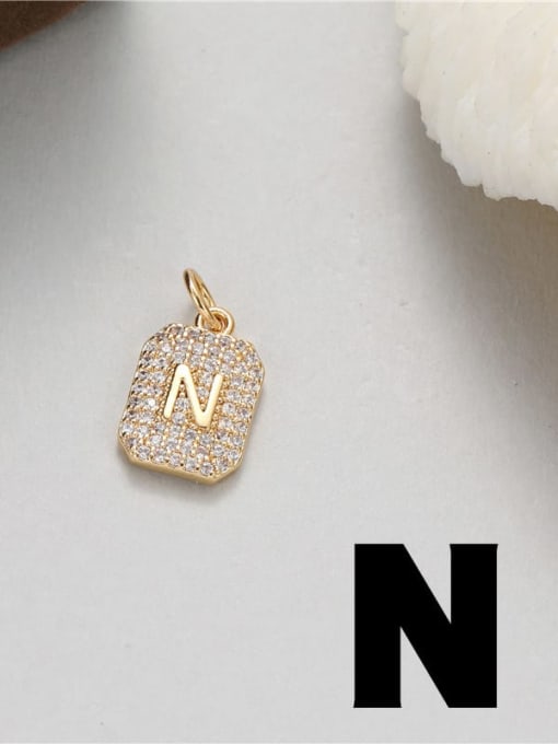 14 K gold N 0514 Brass Cubic Zirconia Minimalist English Letter Pendant