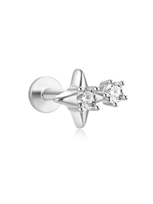Single Platinum 4 925 Sterling Silver Cubic Zirconia Water Drop Dainty Single Earring