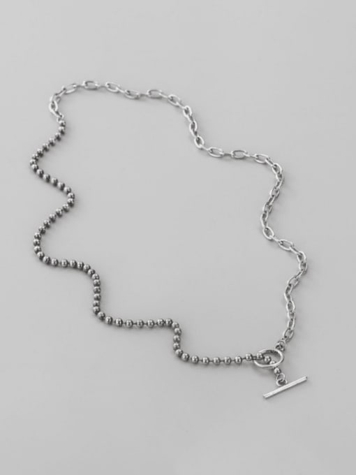 ARTTI 925 Sterling Silver Geometric Vintage  Asymmetric beads geometric chain Necklace 0