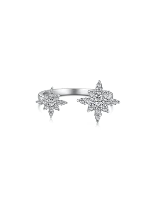 STL-Silver Jewelry 925 Sterling Silver Cubic Zirconia Flower Dainty Band Ring 0