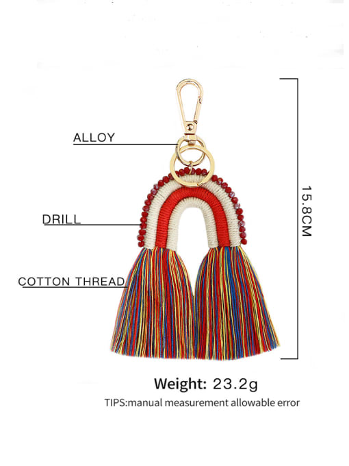 JMI Alloy Bead Cotton Rope Rainbow Hand-Woven Bohemia Bag Pendant 2
