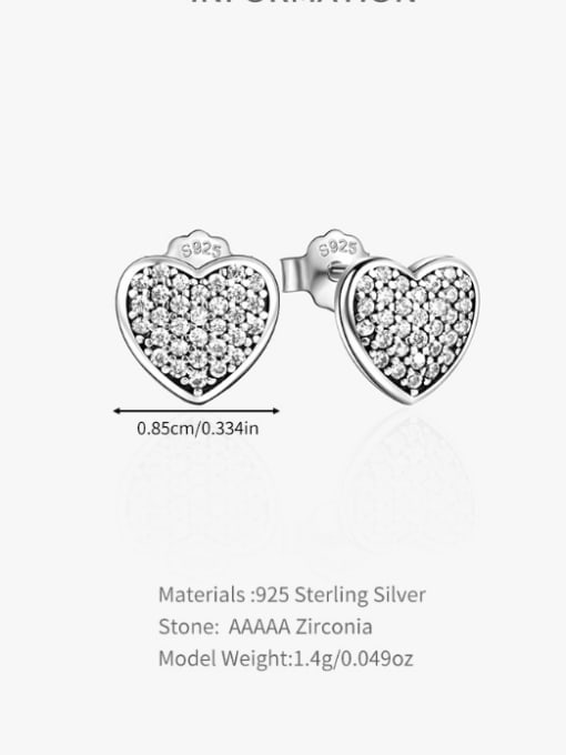 2 925 Sterling Silver Heart Vintage Stud Earring