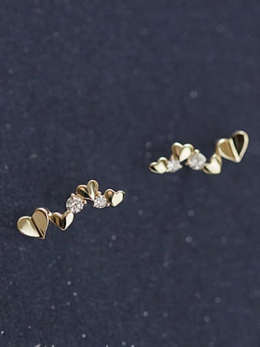 ZEMI 925 Sterling Silver Cubic Zirconia Heart Dainty Stud Earring 2
