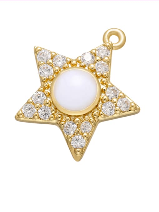 White Diamond Brass Diamond Gold Plated Five-pointed Star Pendant