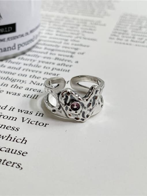 Pink 925 Sterling Silver Heart Vintage Band Ring
