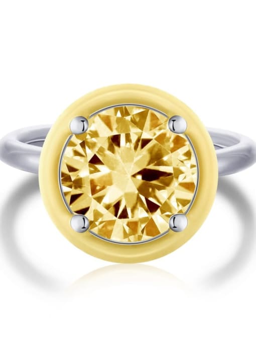 Platinum yellow DY120118 925 Sterling Silver Enamel Geometric Minimalist Band Ring