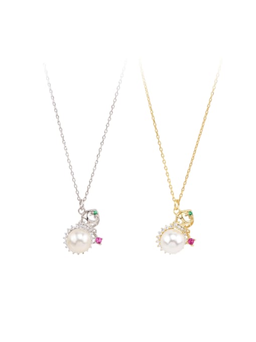 Jewel-Silver 925 Sterling Silver Imitation Pearl Irregular Gourd Minimalist Necklace