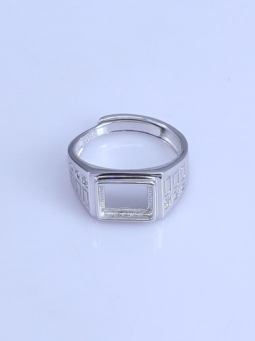 Supply 925 Sterling Silver 18K White Gold Plated Geometric Ring Setting Stone size: 7.5*9.5mm