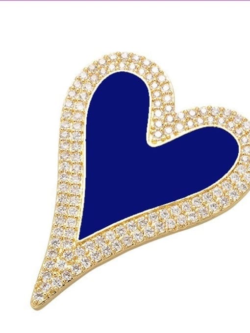 navy blue Copper Drip Oil Micro Set Fancy Diamond Heart Pendant