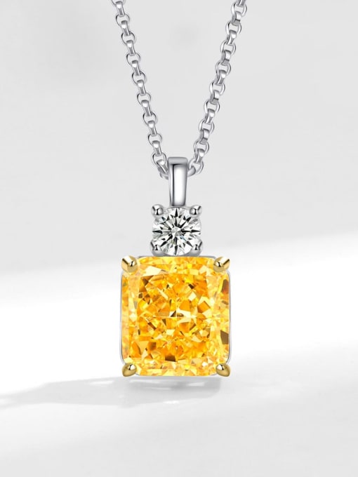 Platinum Gold (Yellow ) 925 Sterling Silver High Carbon Diamond Geometric Luxury Necklace