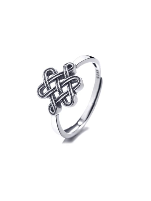 TAIS 925 Sterling Silver Geometric Vintage Chinese Knot Ring