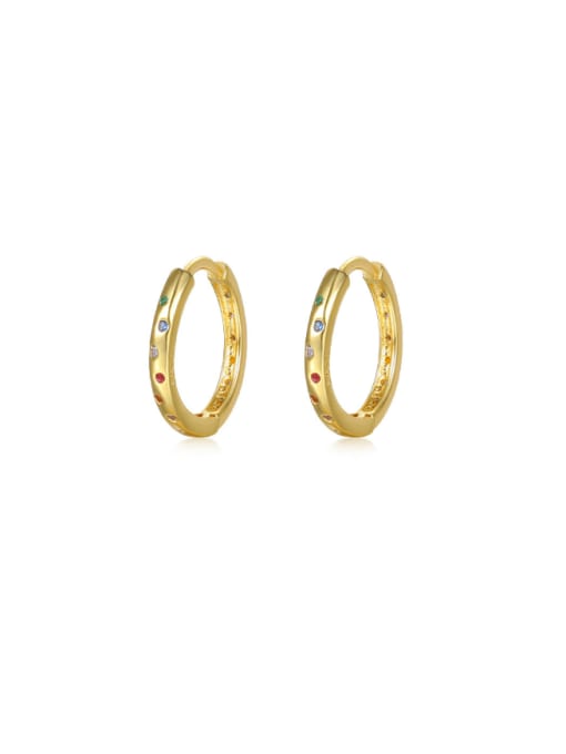 E2525 gold 925 Sterling Silver Cubic Zirconia Geometric Minimalist Huggie Earring