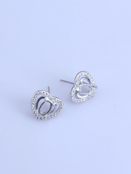 Supply 925 Sterling Silver 18K White Gold Plated Oval Earring Setting Stone size: 4*6mm 0