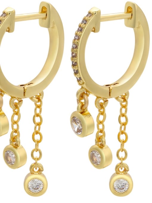 golden Brass Rhinestone Tassel Dainty Drop Earring